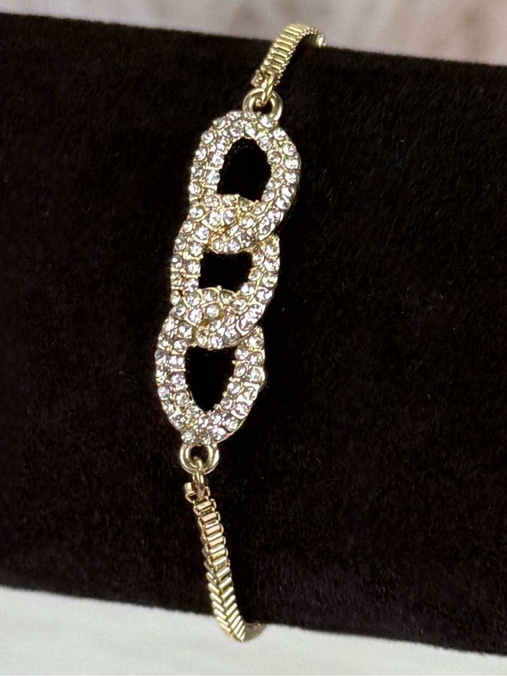 Elegant Goldtone Clear Bling Adjustable Bracelet